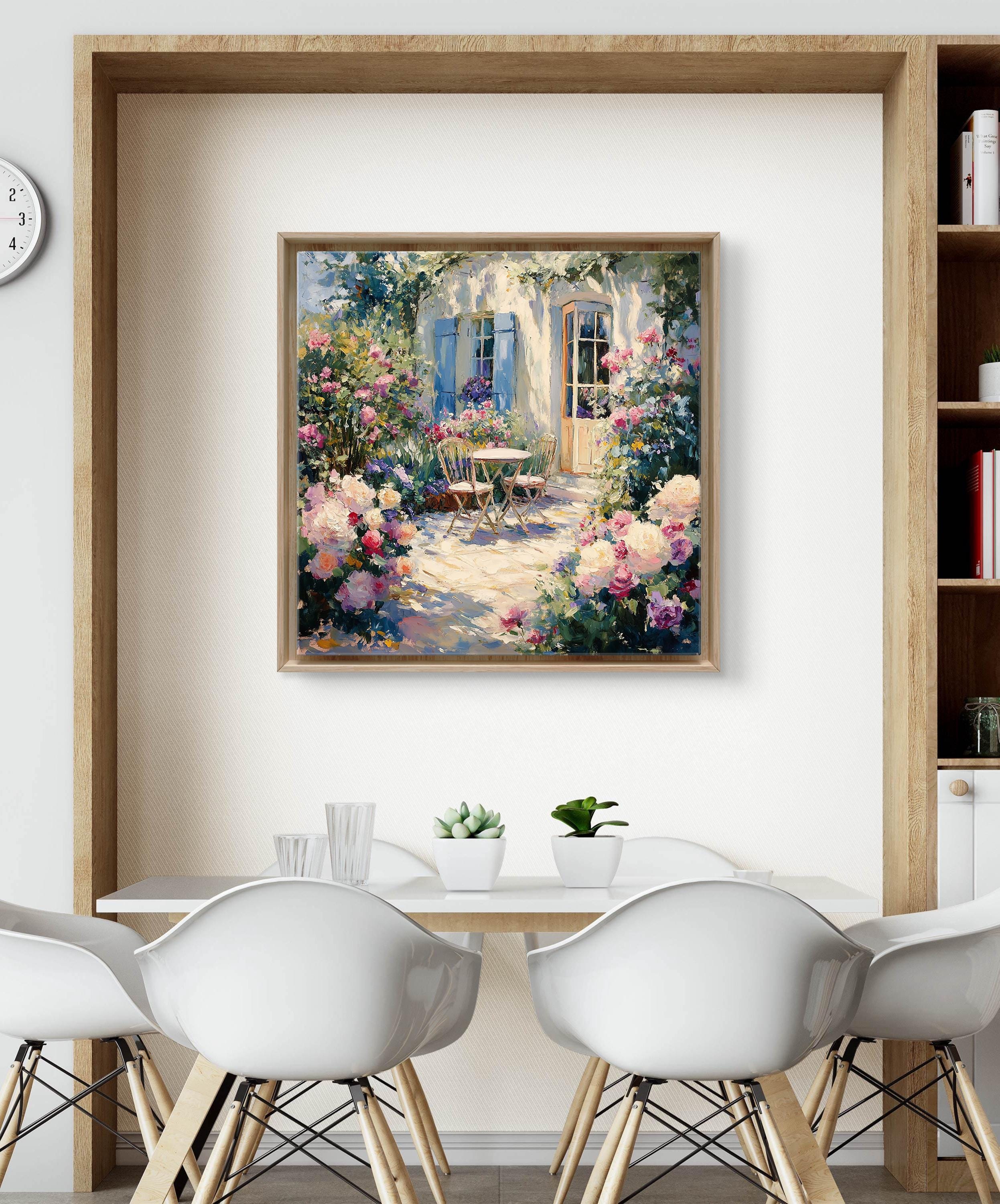 Romantic Garden – Blooming Roses Impressionist Garden Oil Painting - Etsy