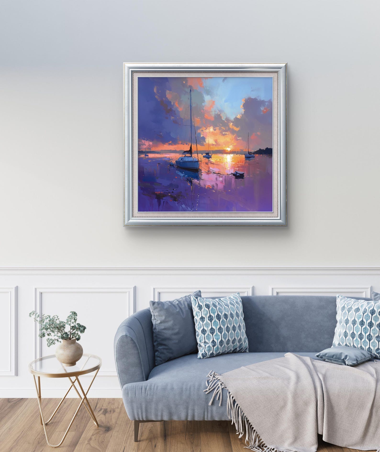 Sunset Seascape Oil Painting on Canvas, Coastal Wall Art With ...