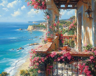 Morning Breeze – Impressionist Seascape Oil Painting, Mediterranean Coastal Wall Art
