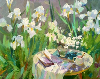 Colorful Garden Flowers: Original Oil Painting on Canvas - Impressionism Art