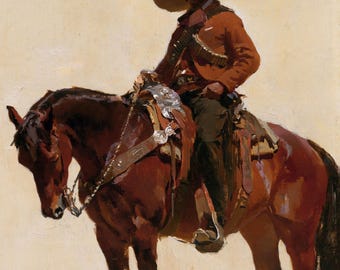 Charro Cowboy Oil Painting Brown Horse Original Canvas Western Ranch Wall Decor
