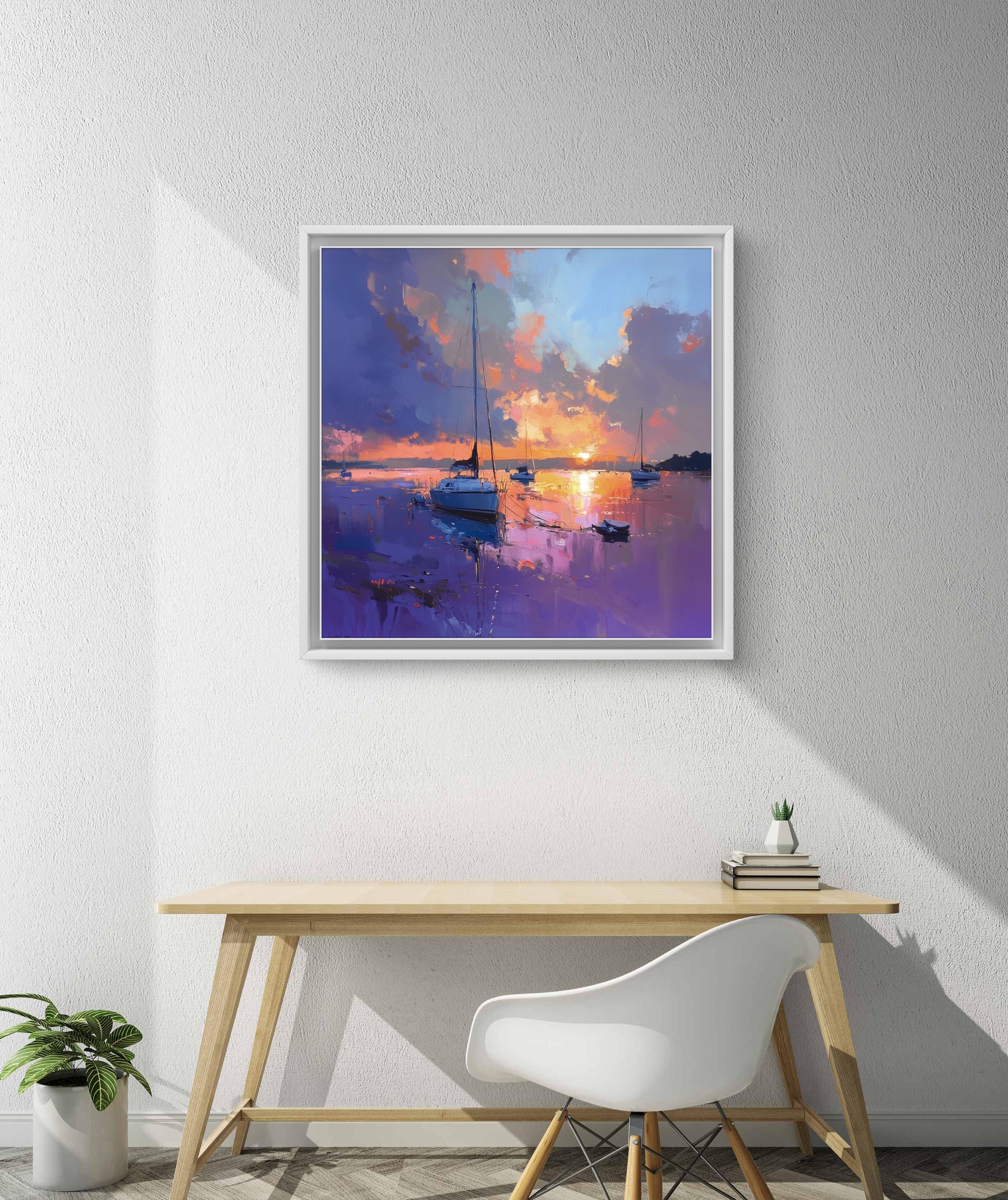 Sunset Seascape Oil Painting on Canvas, Coastal Wall Art With ...