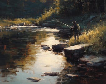 Reserved Custom Listing – Family Fishing Oil Painting