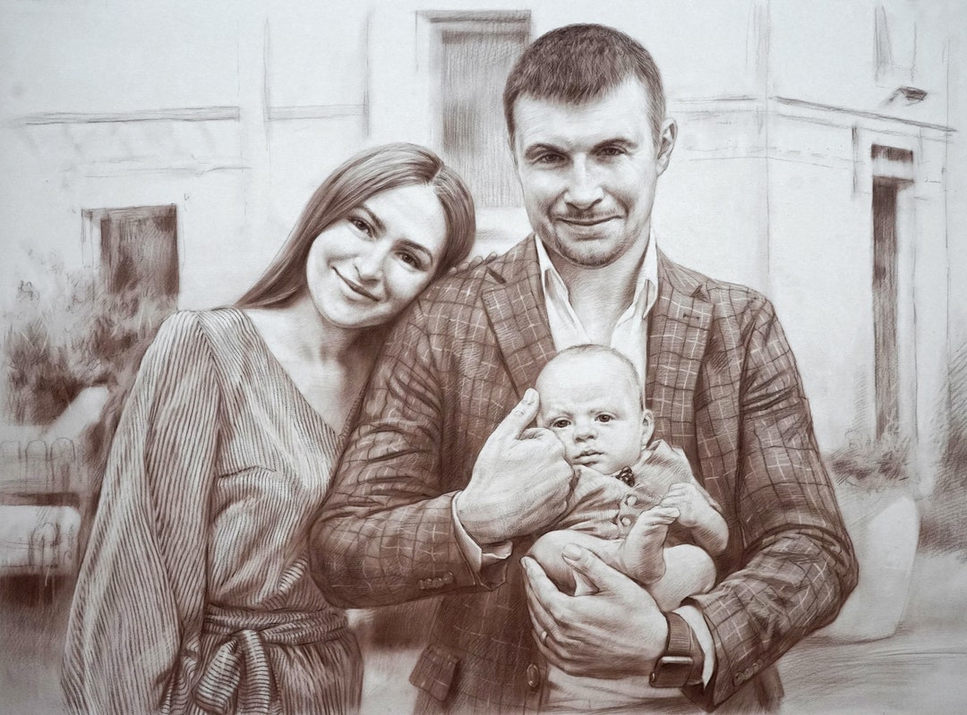 Custom Hand Drawn Portrait From Photo - Etsy