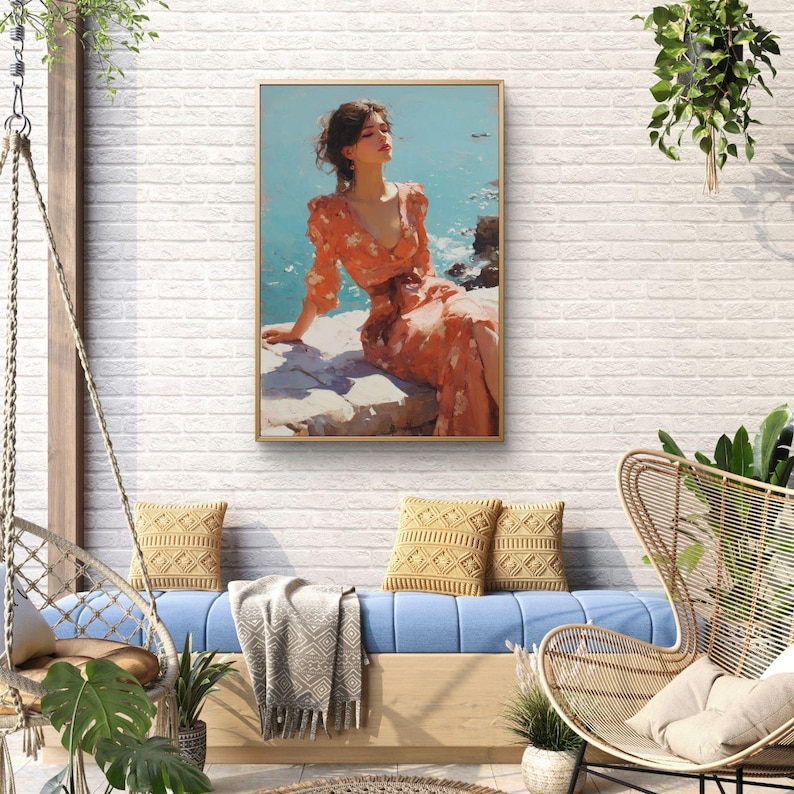Impressionist Oil Painting of Woman by the Sea – Figurative Coastal ...