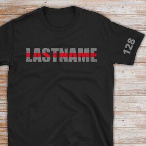 Custom Firefighter Shirt with Sleeve Print - Firefighter Gift - Thin Red Line Shirt - Personalized Fire Gift - Fire Department Gift