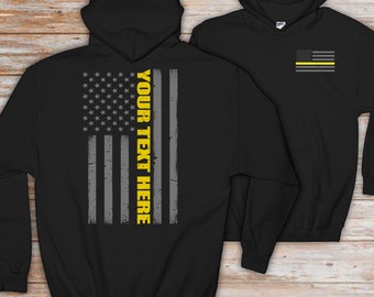 Custom 911 Dispatcher Hoodie: Thin Gold Line American Flag