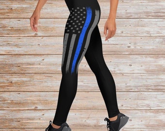 Thin Blue Line Flag Leggings: Police Support Gift