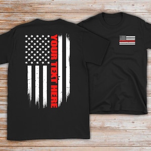Custom Thin Red Line Flag Firefighter Shirt - Firefighter Gift - Custom Firefighter Gift - Personalized Fire Gift - Fire Department Gift