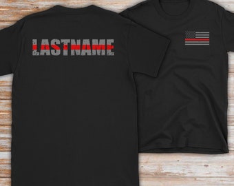 Custom Firefighter Thin Red Line Flag Shirt: Personalized Fire Department Gift