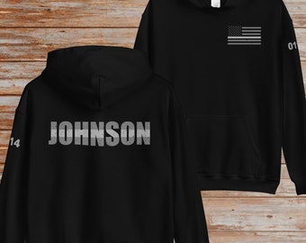 Custom Thin Silver Line Flag Hoodie: Correctional Officer Gift