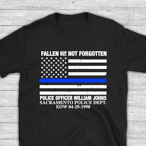 Fallen Officer Personalized Shirt - Thin Blue Line Flag - Police Officer Memorial - End Of Watch - Police Department - Police Gift