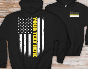 Custom 911 Dispatcher Thin Gold Line Flag Zip Up Hoodie
