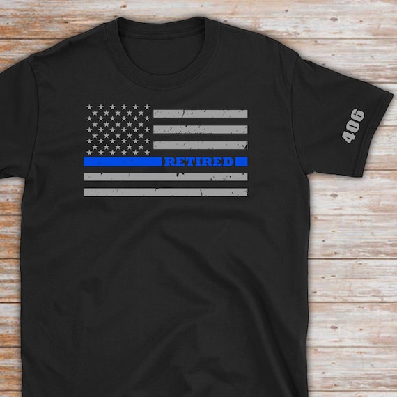 Retired Police Officer American Flag Blue Line T-Shirt Retired Police Officer American Flag Blue Line T-Shirt