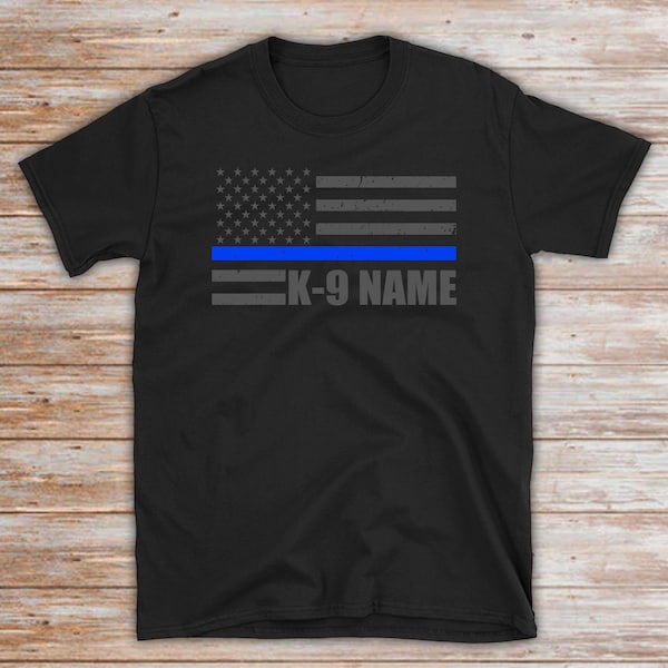 Personalized Police K9 Shirt: Thin Blue Line Flag, K9 Officer Gift