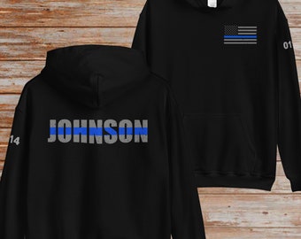 Custom Thin Blue Line Hoodie: Personalized Police Officer Gift