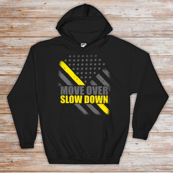Move Over Slow Down Tow Truck Driver Flag Adult Mens Casual Long Sleeve Hoody T-Shirts