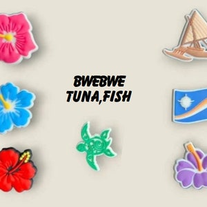 Pacific Island Inspired Croc Charms / Jibbits - Korkor , Riwut , Outrigger , RMI Flag , BweBwe , Fish