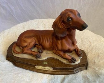 Giuseppe Armani Italy DACHSHUND Dog Figurine w/ Base - signed