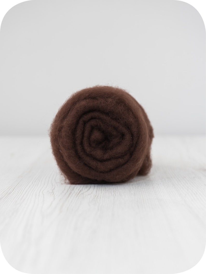 CHOCOLATE Carded Extra Fine Merino Wool Carded Batts 19 microns DyeingHouseGallery DHG Color