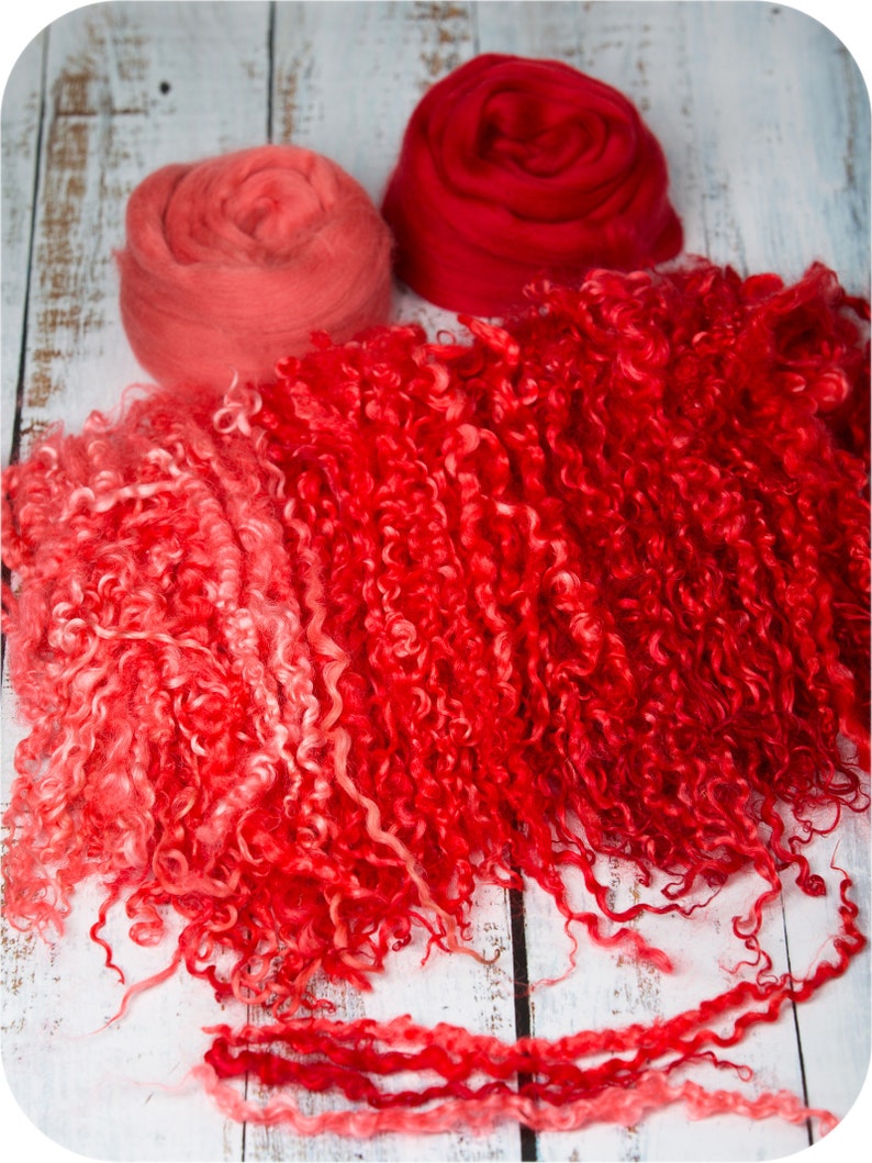 1 oz Doll Hair Locks for felting Wool Scarlet Hand Dyed Teeswater Wool Locks,9/'/'-11/'/'Long locks Felt Dreadlocks. Spin