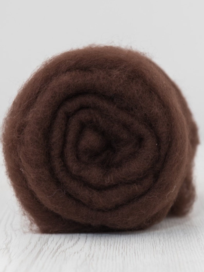 CHOCOLATE Carded Extra Fine Merino Wool Carded Batts 19 microns DyeingHouseGallery DHG Color