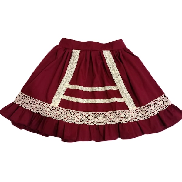 Handmade Gothic and lolita skirt classic old school style skirt in red wine