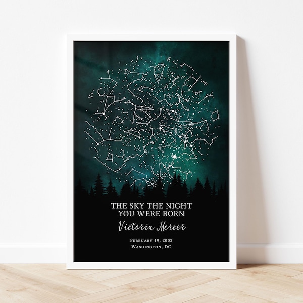 Personalized daughter birthday print, gift from mom dad, son birth date card, newborn keepsake