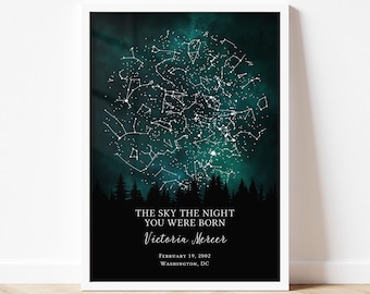21st Birthday print, personalized 21 years old framed paper or canvas, custom bday card