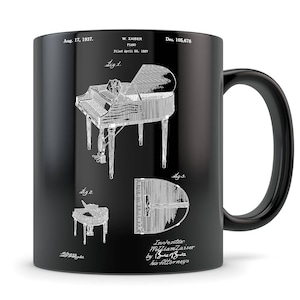 Piano gift, piano mug, piano gift for men, piano gift for women, piano gift idea, grand piano, piano teacher gift, grand piano patent