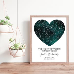 Personalized Sobriety print, custom sober anniversary framed paper or canvas, recovery card image 10