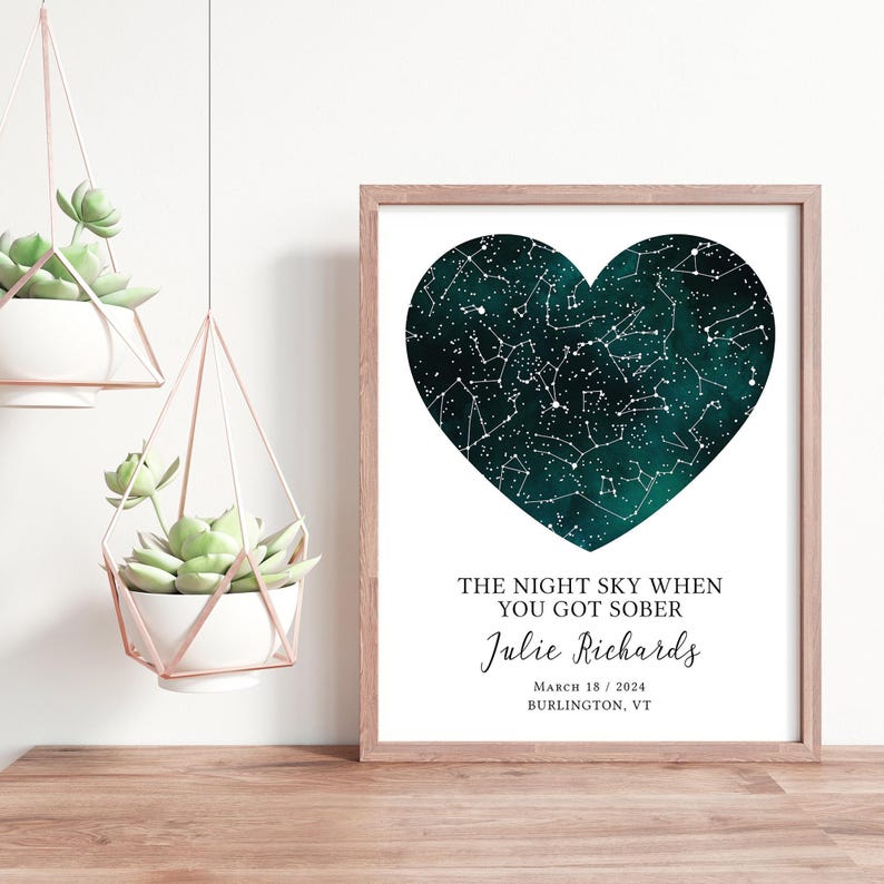 Personalized Sobriety print, custom sober anniversary framed paper or canvas, recovery card image 10