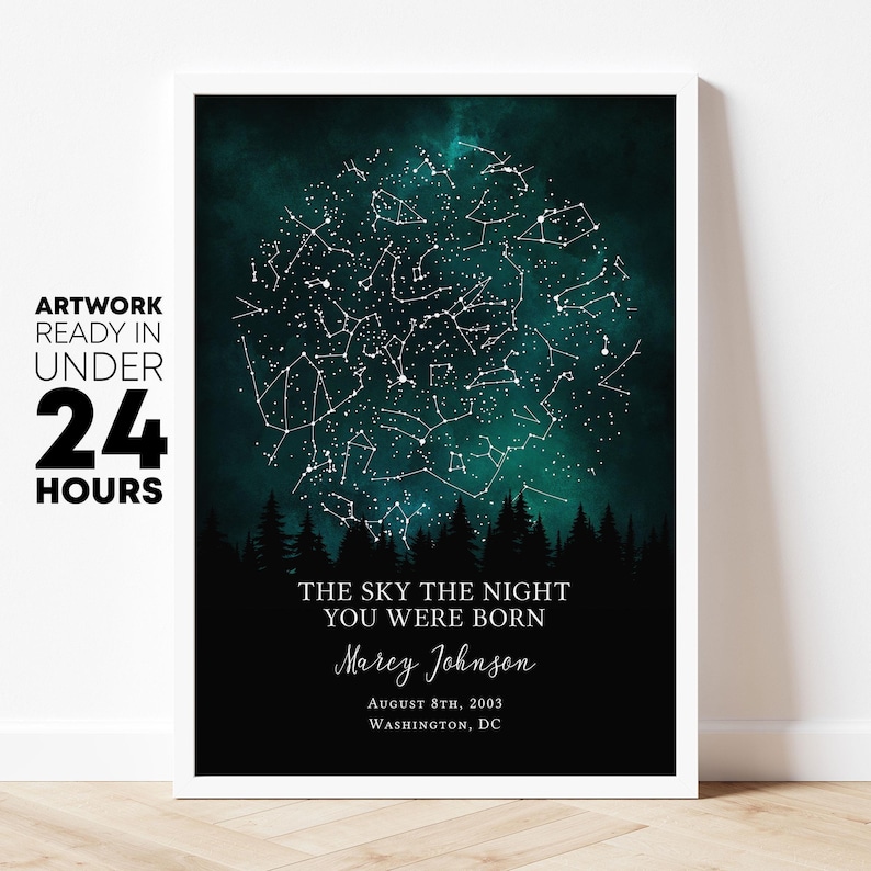 a poster of a night sky with stars