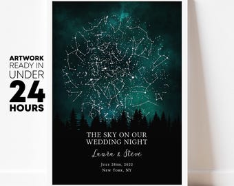 Custom star map, gift for couple, night sky print, star map, constellation map, night sky gift, wedding gift, anniversary gift