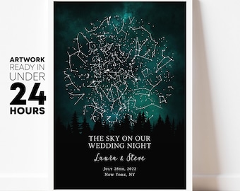 Custom star map, gift for couple, night sky print, star map, constellation map, night sky gift, wedding gift, anniversary gift