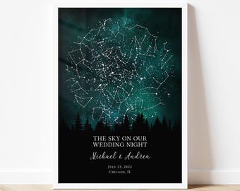 1 Year anniversary print, personalized wedding date framed paper canvas, couple marriage wall