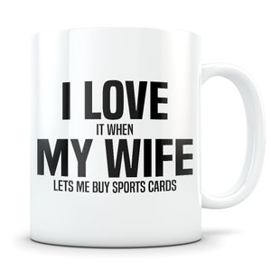 Regalo per collezionisti di sport, regalo per fanatici dello sport, carte sportive, regalo di carte sportive, carte da baseball, carte da hockey, auto da football, amo mia moglie