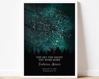 18th Birthday print, personalized 18 years old framed paper or canvas, custom bday card