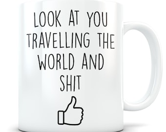Traveler gift, travel gift for men and women, world traveler gift, vagabond mug, gift for traveler, adventurer gift, travel themed gift