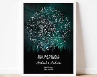 12 Year anniversary print, personalized wedding date framed paper canvas, couple marriage wall art
