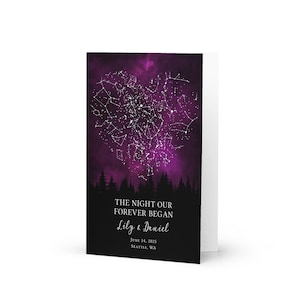The image is a wedding invitation card with a night sky background and starry sky pattern.