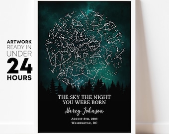 57th Birthday print, personalized 57 years old framed paper or canvas, custom bday card