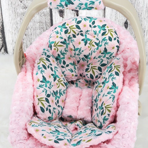 Baby Girl Car Seat Headrest Sunflowers & Stripes Black Etsy
