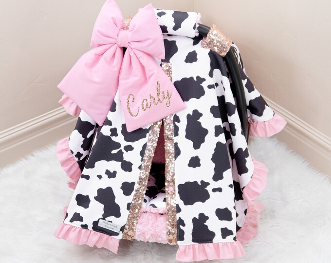Babyhug Hooded Wrapper Cow Applique - Pink - L 80 x B 80 cm Multi Color