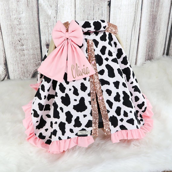Baby Car Seat Cover Girly Cow W Rose Gold Glitz Sparkle Baby Car Seat Cover Girly Cow W Rose, Cow Car Seat Cover Baby