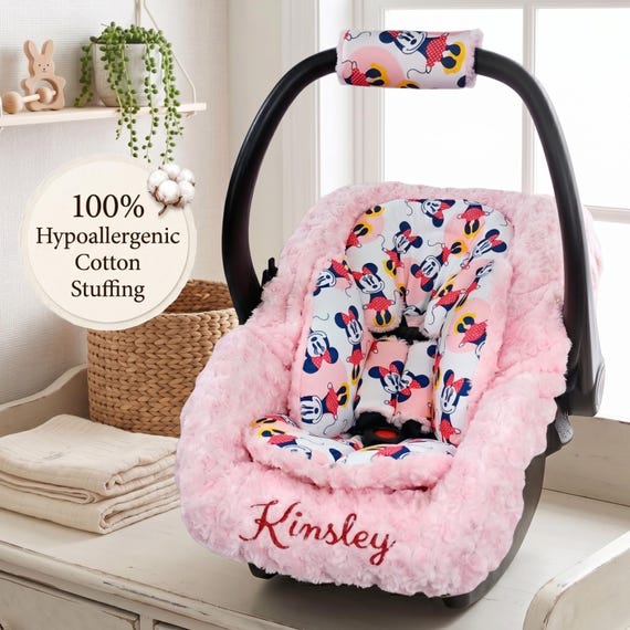 Minnie Mouse Car Seat Insert Cushion Set - Head and Body Support Pillow -  Personalized Minky Car Seat Liner - Strap Covers - Etsy