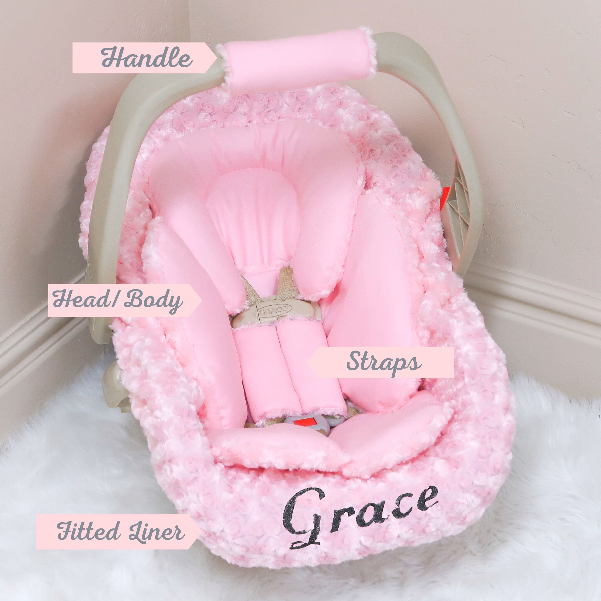 Baby Seat Baby Pink Elephants Baby Girl Car Seat Insert Cushions