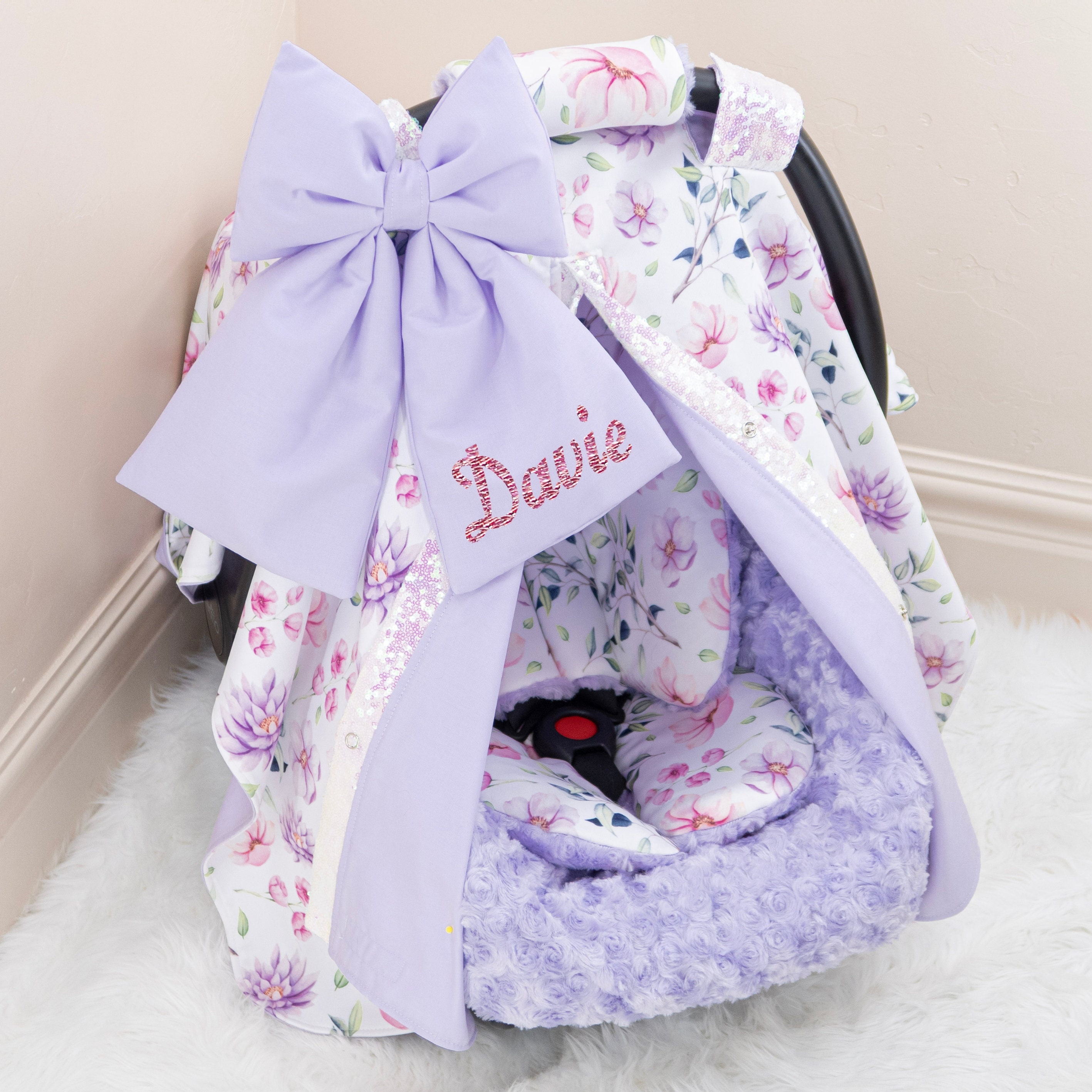 CAR SEAT COSY RIBBON SLOT LACE - Kiddie Boutique By Claire