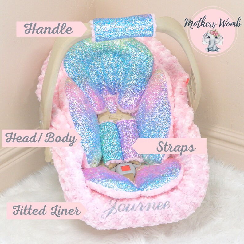 Holographic Rainbow Baby Girl Car Seat Accessories Rainbow Etsy
