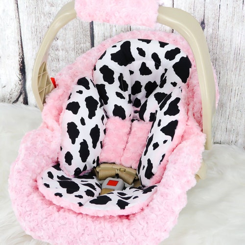 Baby Girl Car Seat Headrest Peach Butterflies W/ Peach Minky Etsy